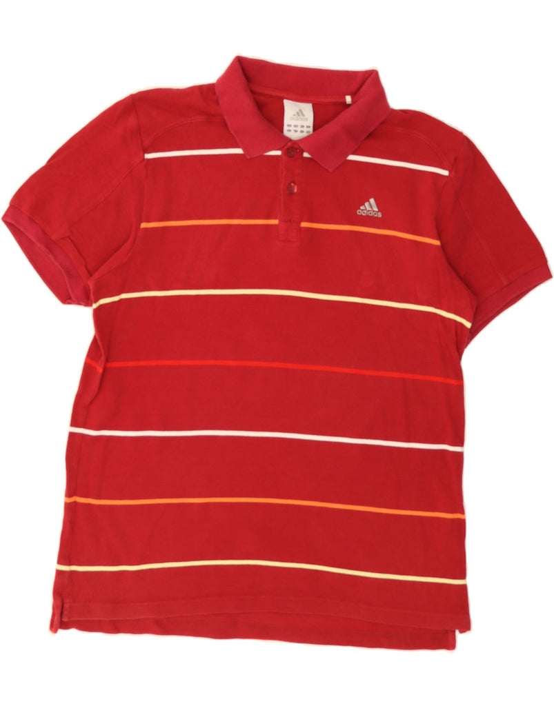 ADIDAS Mens Polo Shirt Large Red Striped Cotton Vintage Adidas and Second-Hand Adidas from Messina Hembry 