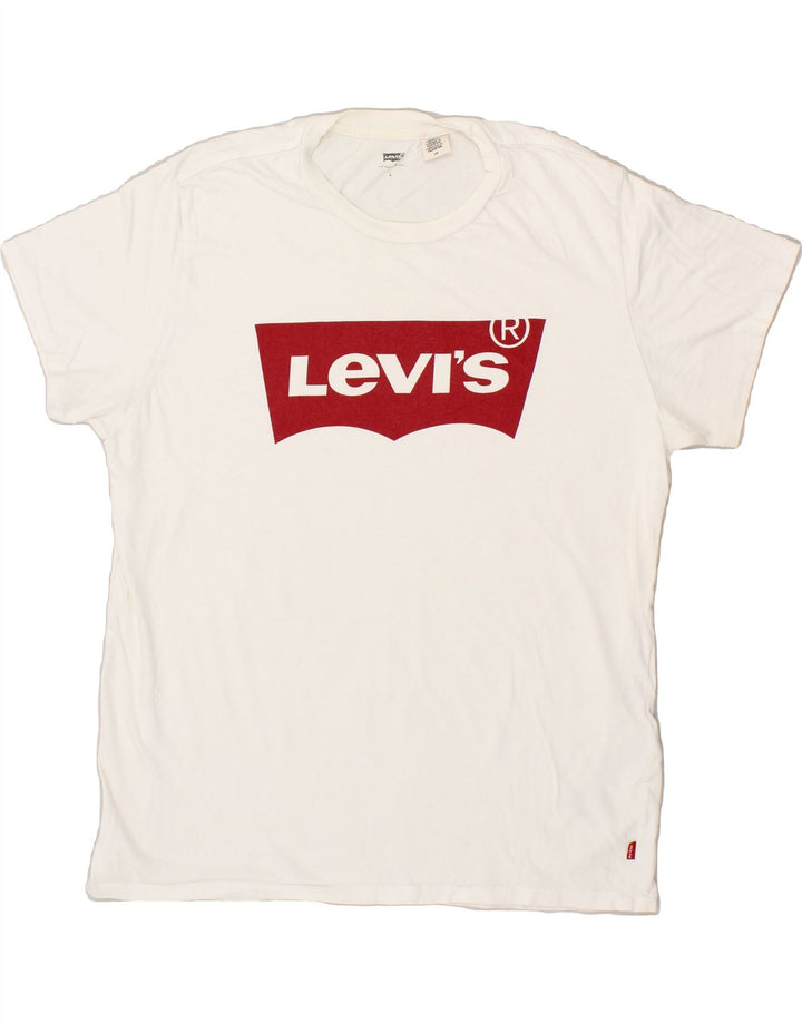 LEVI'S Mens Graphic T-Shirt Top Large White Cotton Vintage Levi's and Second-Hand Levi's from Messina Hembry 