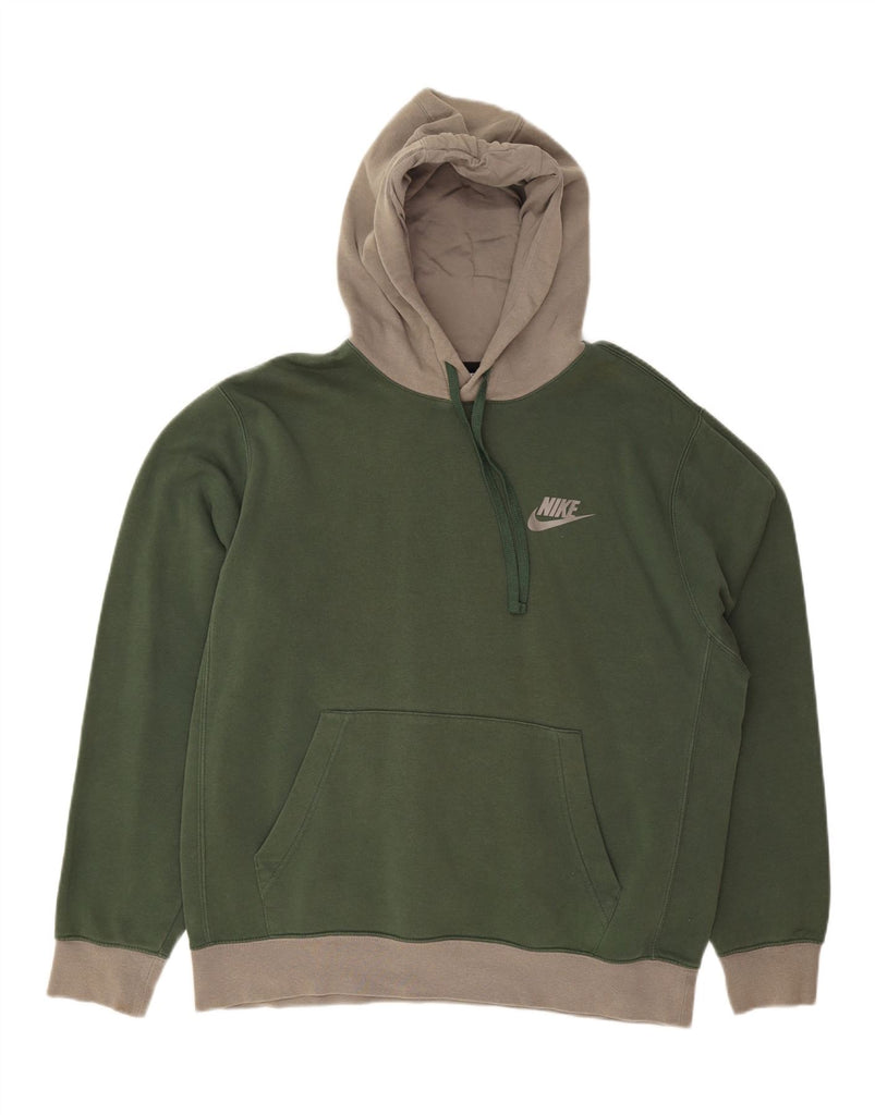 NIKE Mens Hoodie Jumper Large Green Colourblock Cotton Vintage Nike and Second-Hand Nike from Messina Hembry 