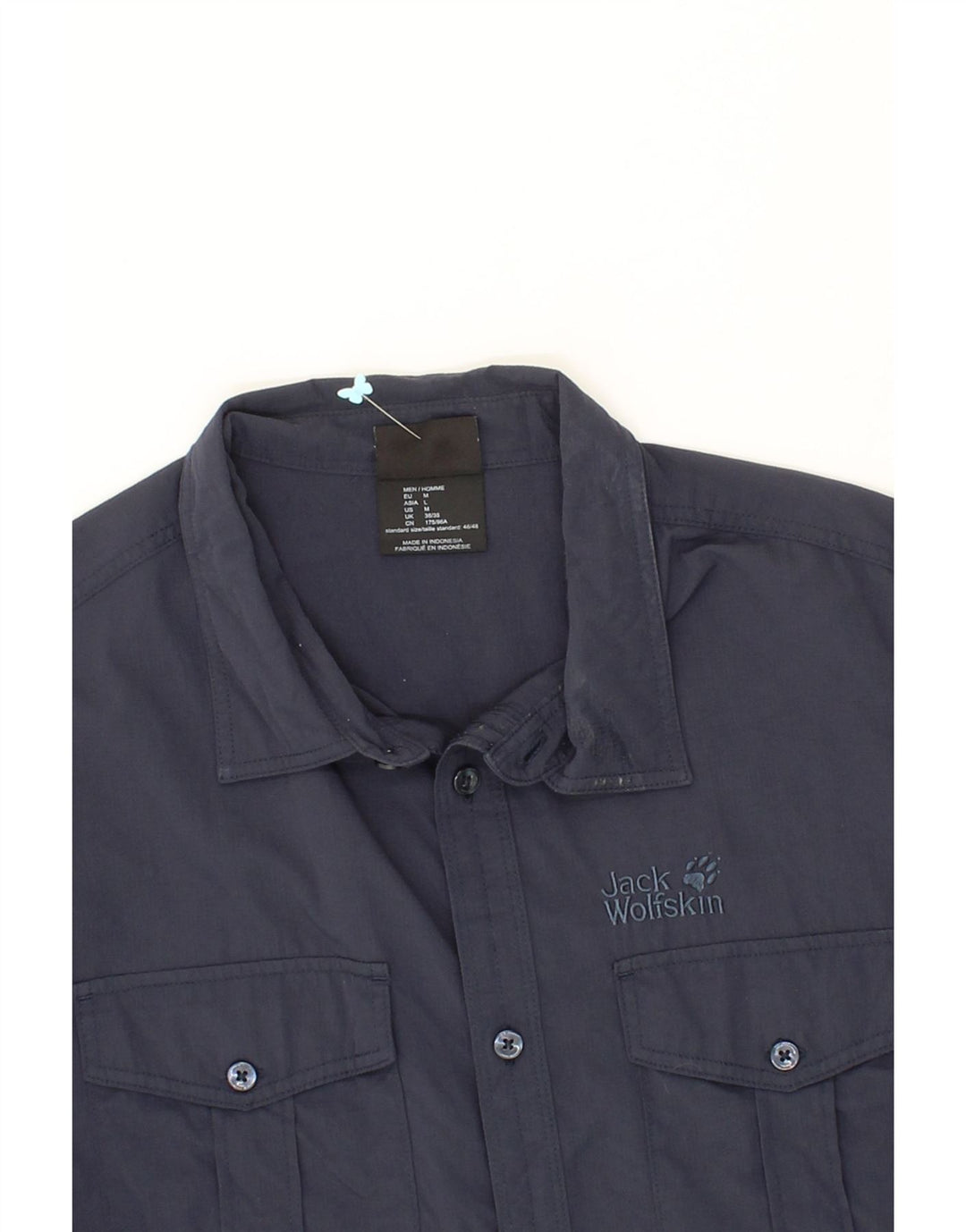 JACK WOLFSKIN Mens Shirt UK 36/38 Small Navy Blue Polyamide Vintage Jack Wolfskin and Second-Hand Jack Wolfskin from Messina Hembry 