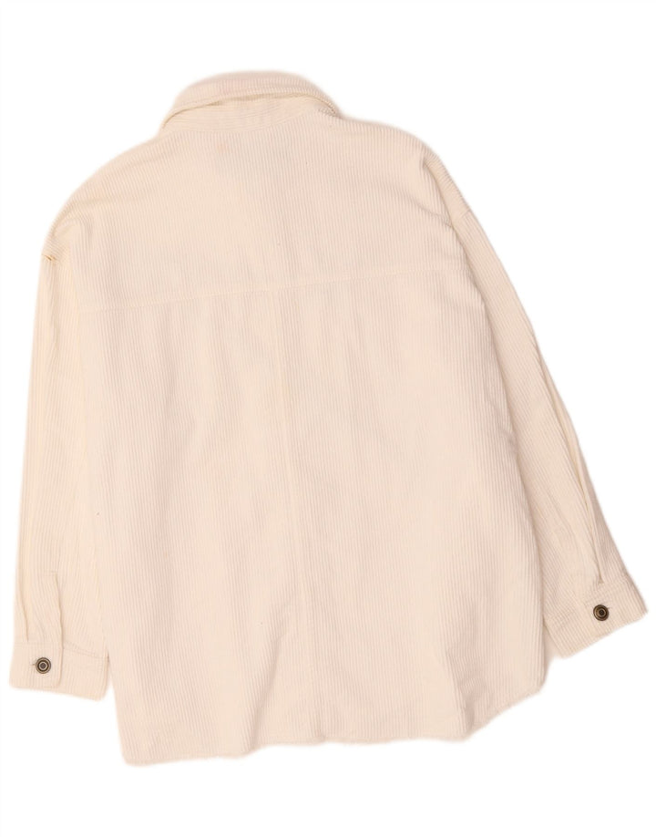 Zara Womens Oversized Corduroy Shirt UK 10 Small White Cotton