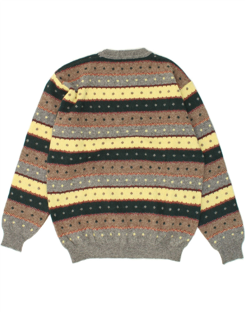 VINTAGE Mens Crew Neck Jumper Sweater Large Multicoloured Striped Wool Vintage Vintage and Second-Hand Vintage from Messina Hembry 