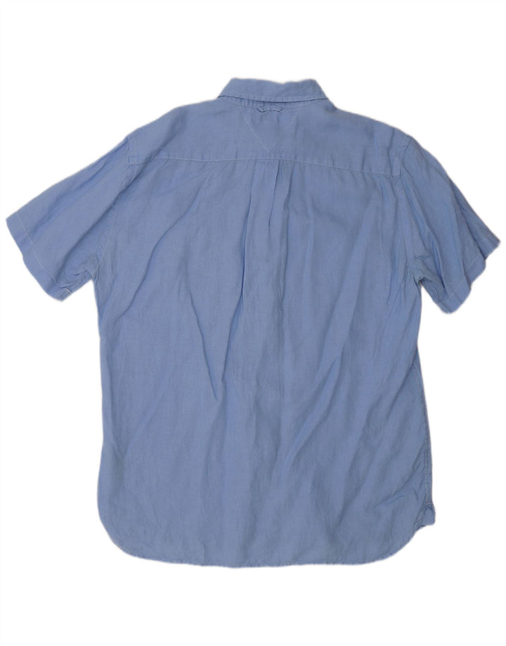 Tommy Hilfiger Mens Short Sleeve Shirt Large Blue Linen