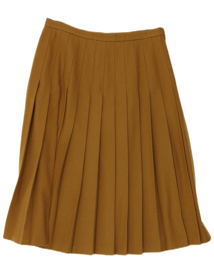 Vintage Womens Knife Pleated Skirt EU 40 Medium W30 Khaki Wool