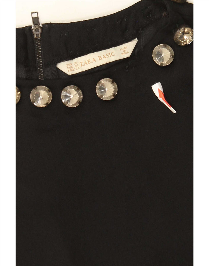 Zara Womens Sleeveless Blouse Top UK 6 XS Black