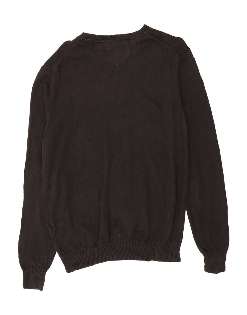 TOMMY HILFIGER Mens Boat Neck Jumper Sweater Medium Black Cotton Vintage Tommy Hilfiger and Second-Hand Tommy Hilfiger from Messina Hembry 