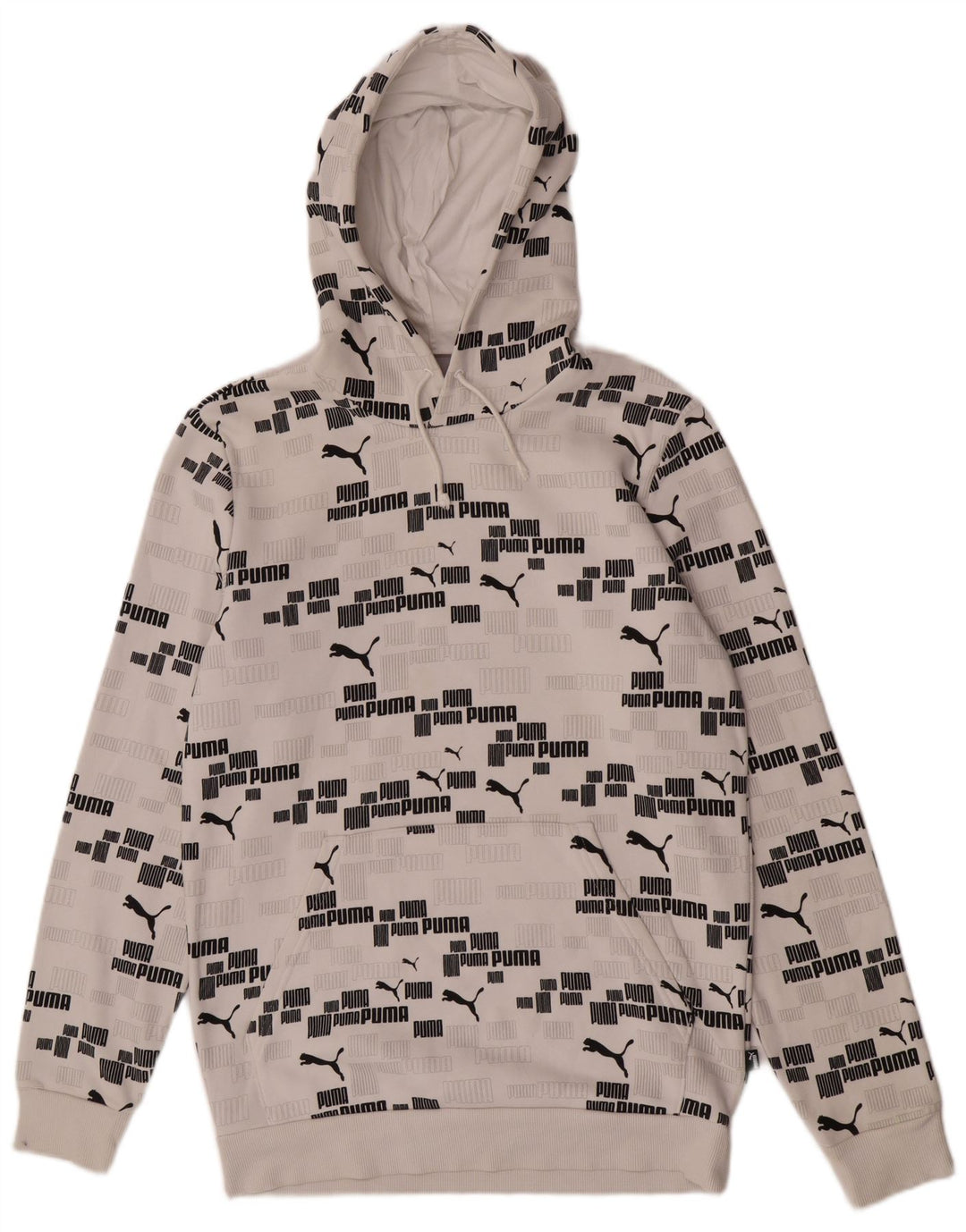 Puma Mens Graphic Hoodie Jumper Small White Cotton