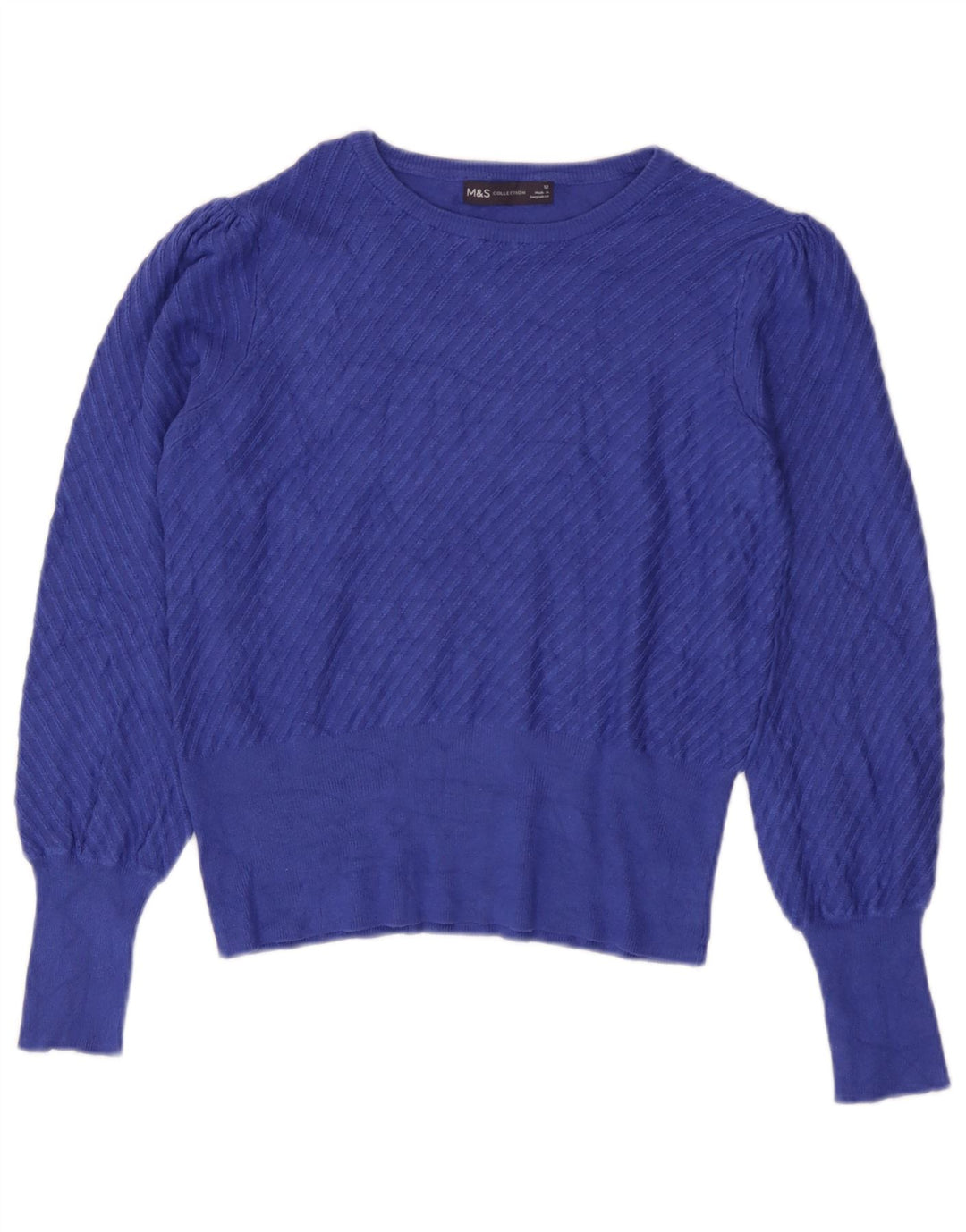 Marks & Spencer Womens Boat Neck Jumper Sweater UK 12 Medium Blue