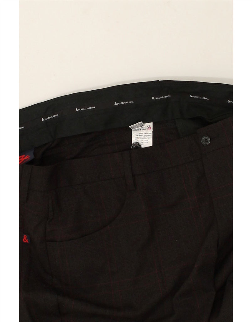 DOLCE & GABBANA Mens Straight Casual Trousers W38 L35 Brown Check Wool | Vintage Dolce & Gabbana | Thrift | Second-Hand Dolce & Gabbana | Used Clothing | Messina Hembry 