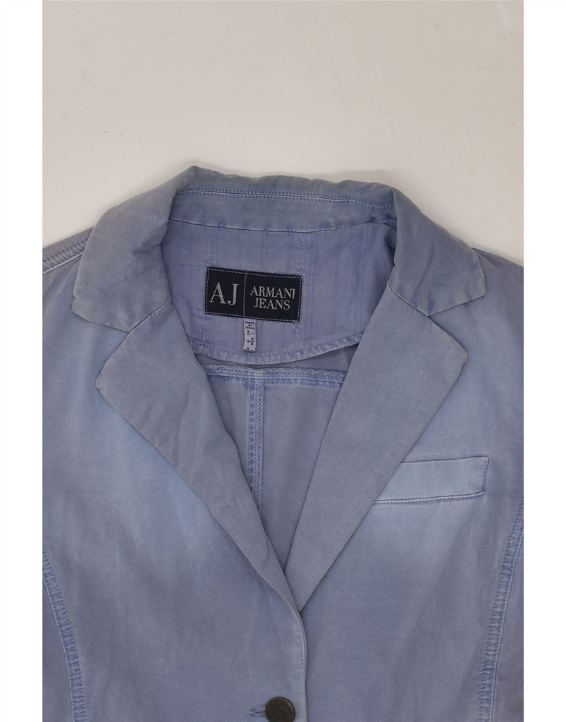 ARMANI JEANS Womens 2 Button Blazer Jacket UK 12 Medium Blue | Vintage Armani Jeans | Thrift | Second-Hand Armani Jeans | Used Clothing | Messina Hembry 