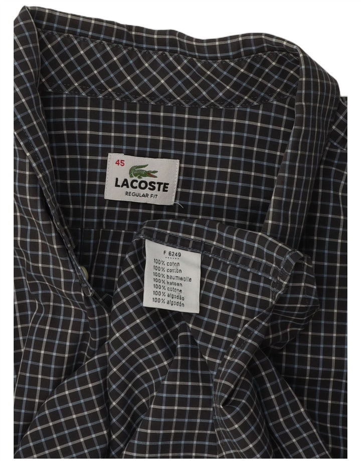Lacoste Mens Regular Fit Shirt Size 45 XL Grey Check Cotton