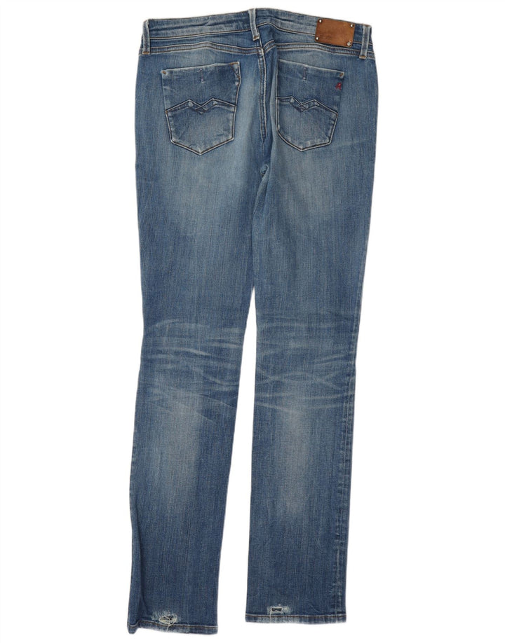 Replay Womens Distressed Slim Jeans W30 L34 Blue Cotton