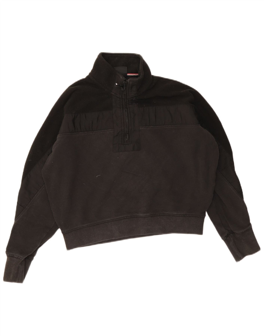 Superdry Womens Oversized Crop Sweatshirt Jumper UK 12 Medium Black