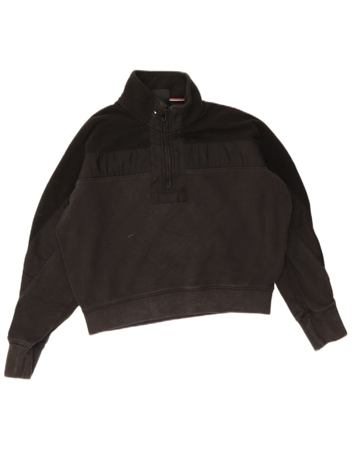 Superdry Womens Oversized Crop Sweatshirt Jumper UK 12 Medium Black