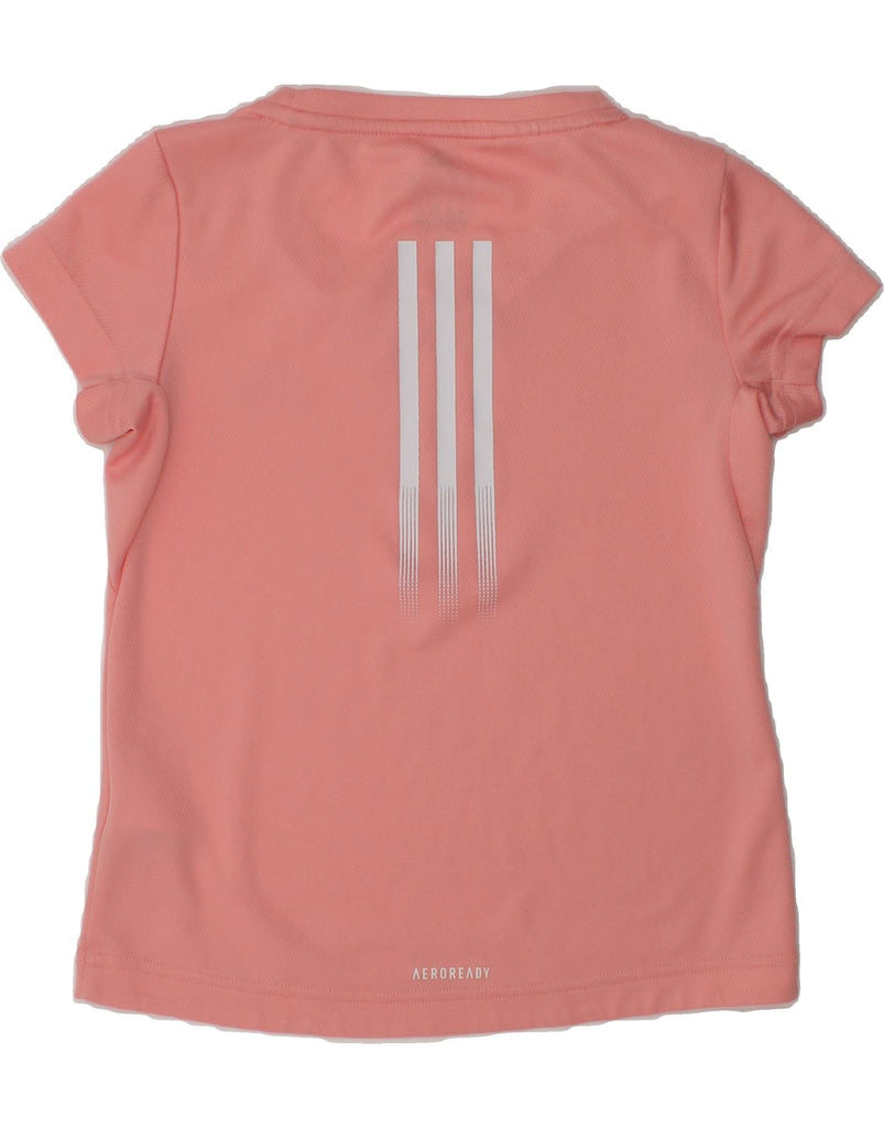 ADIDAS Girls Aeroready Graphic T-Shirt Top 7-8 Years Brown Polyester | Vintage Adidas | Thrift | Second-Hand Adidas | Used Clothing | Messina Hembry 