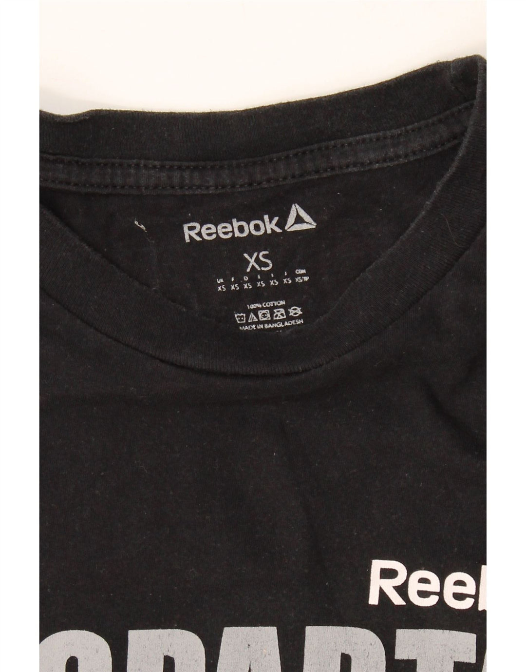 REEBOK Womens Graphic T-Shirt Top XS Black Cotton Vintage Reebok and Second-Hand Reebok from Messina Hembry 