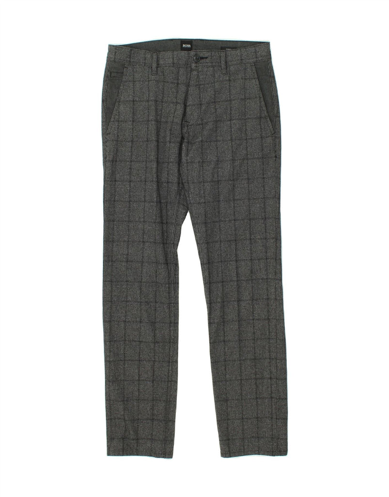 HUGO BOSS Womens Slim Fit Chino Trousers W31 L32 Grey Check Cotton Vintage Hugo Boss and Second-Hand Hugo Boss from Messina Hembry 