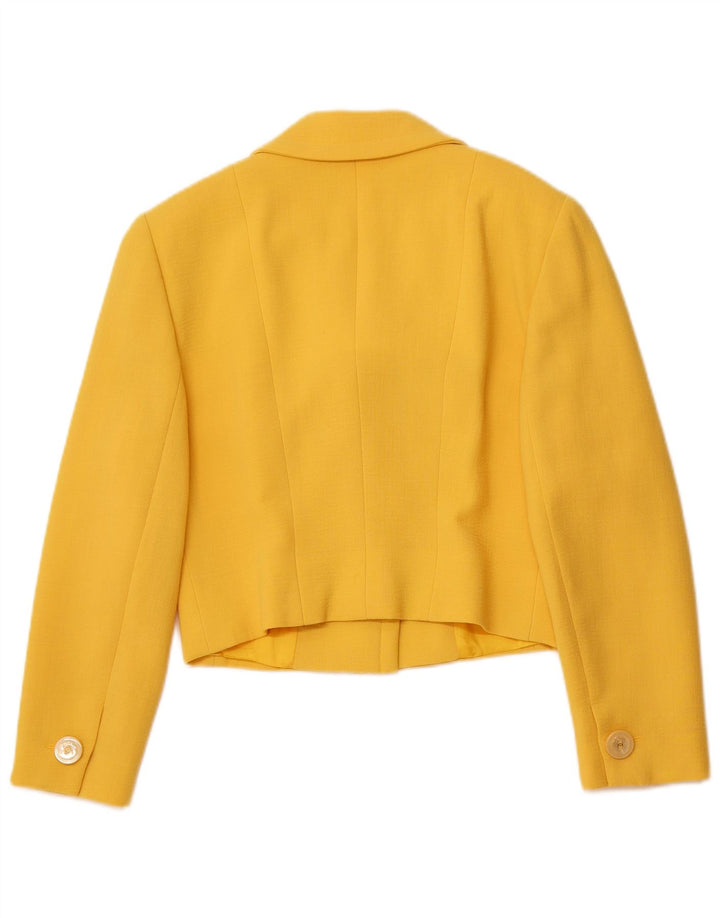 VINTAGE Womens 4 Button 2 Piece Skirt Set IT 44 Medium W26 Yellow Wool