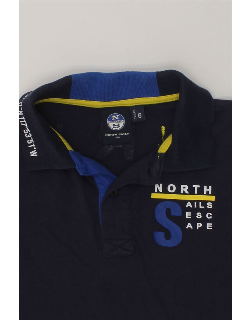 NORTH SAILS Boys Graphic Polo Shirt 5-6 Years Navy Blue Cotton | Vintage North Sails | Thrift | Second-Hand North Sails | Used Clothing | Messina Hembry 