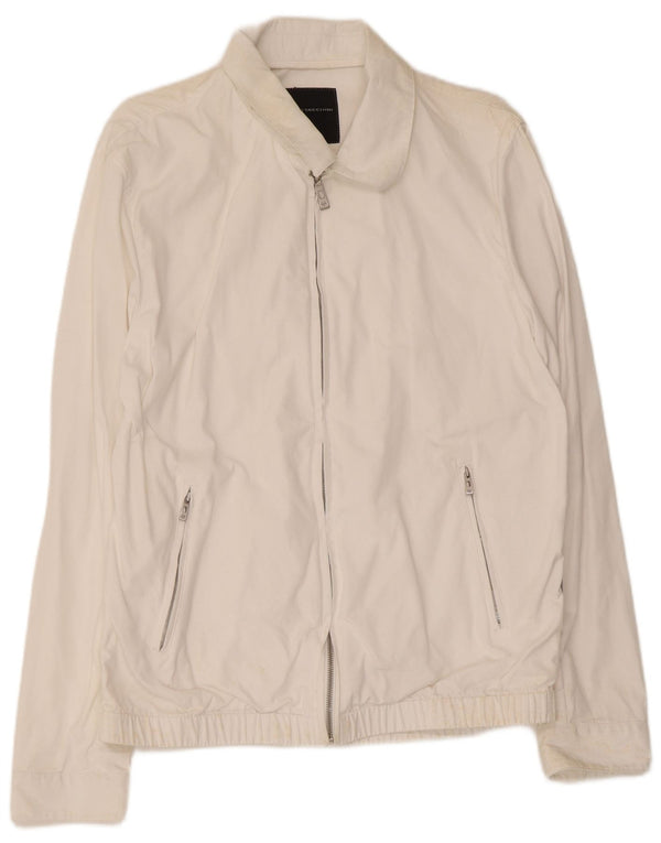 Sergio Tacchini Mens Bomber Jacket UK 40 Large White Cotton