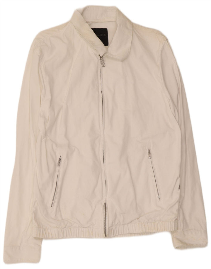 Sergio Tacchini Mens Bomber Jacket UK 40 Large White Cotton