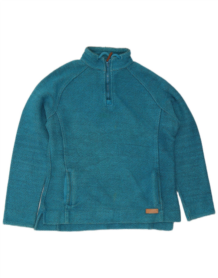 Weird Fish Womens Zip Neck Sweatshirt Jumper UK 16 Large Blue Cotton