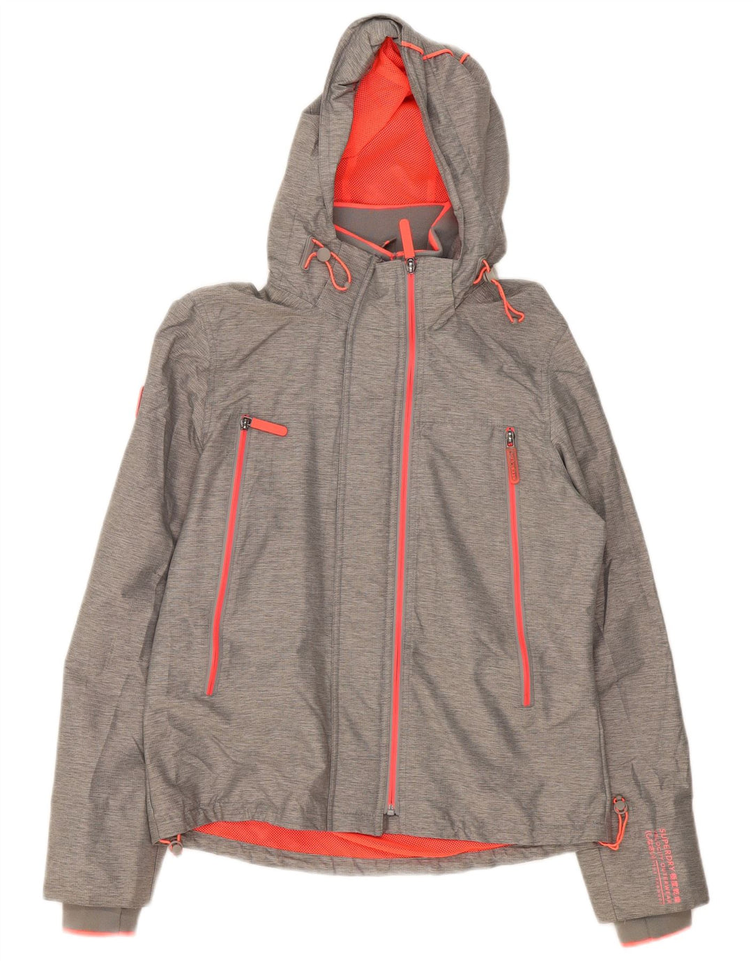Superdry Womens Hooded Rain Jacket UK 14 Large Grey Nylon