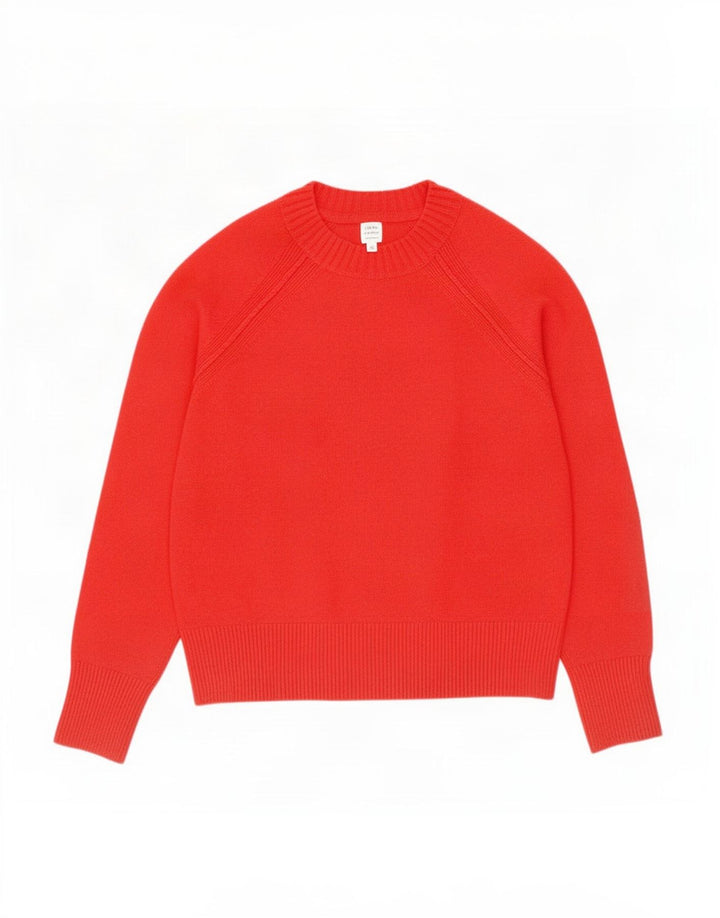 John Lewis Womens Crew Neck Jumper Sweater UK 12 Medium Red Polyester