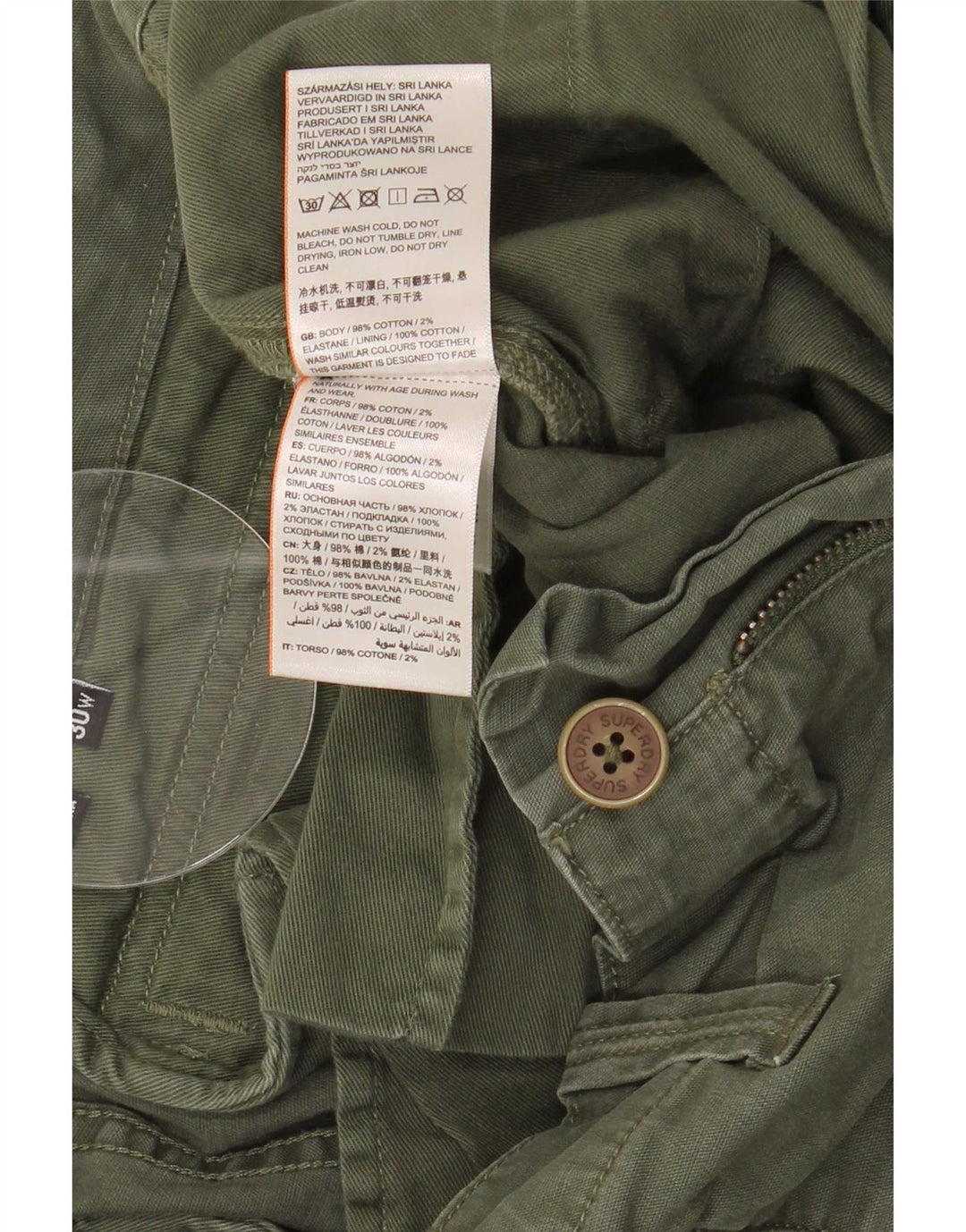 Superdry Mens Cargo Shorts W30 Medium Green Cotton