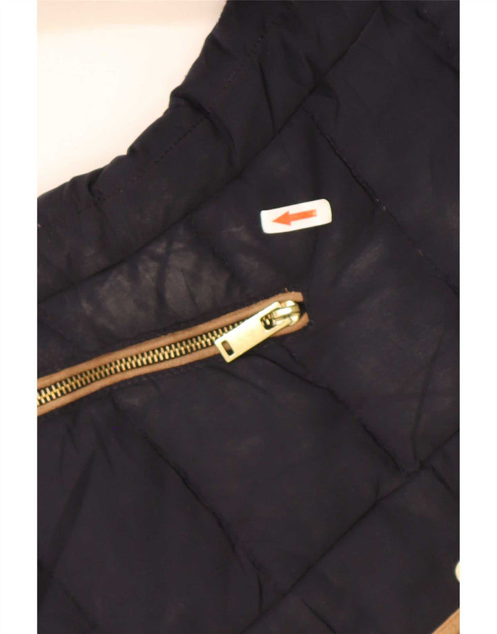Zara Womens Hooded Padded Jacket UK 10 Small Navy Blue Polyester