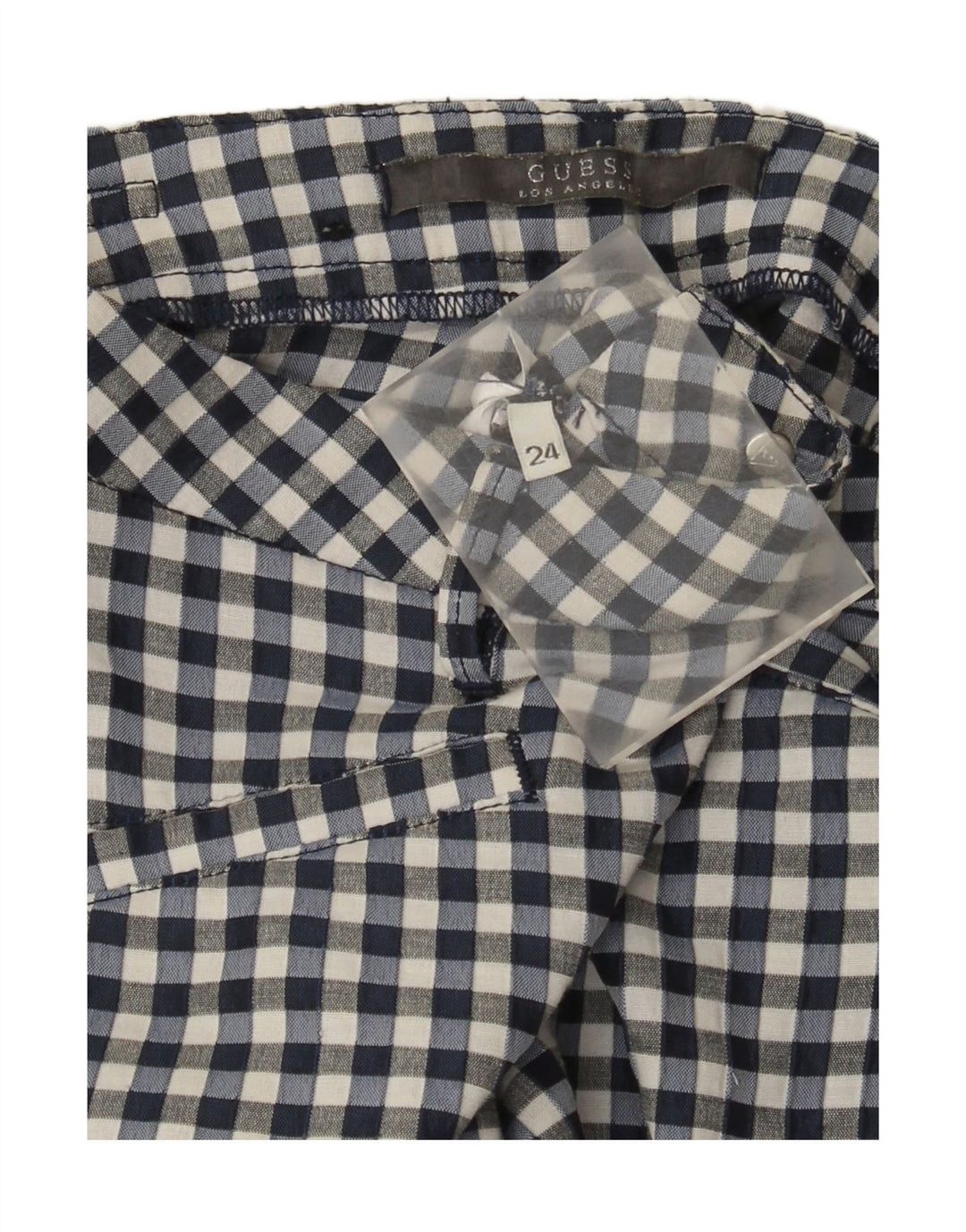 Guess Womens Slim Casual Trousers W24 L26 Navy Blue Gingham
