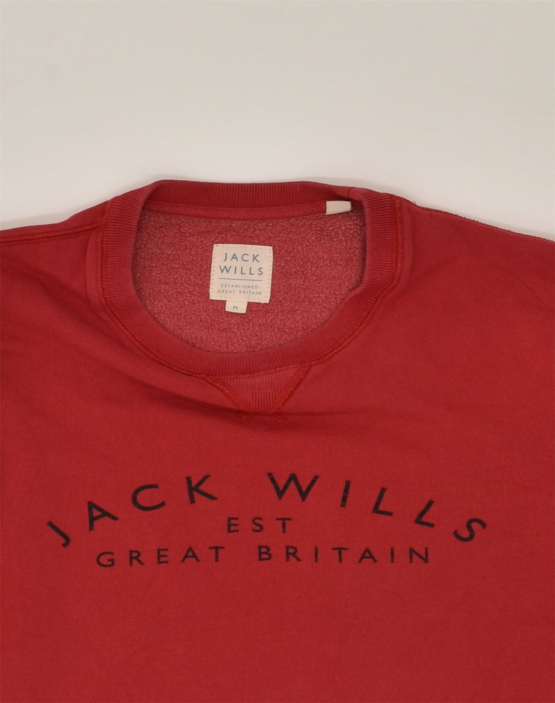 JACK WILLS Mens Graphic Sweatshirt Jumper Medium Red Cotton | Vintage Jack Wills | Thrift | Second-Hand Jack Wills | Used Clothing | Messina Hembry 