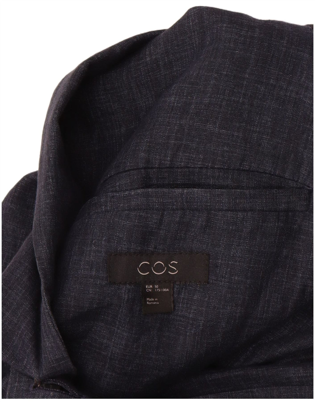 Cos Mens 2 Button Blazer Jacket EU 50 Large Navy Blue Linen