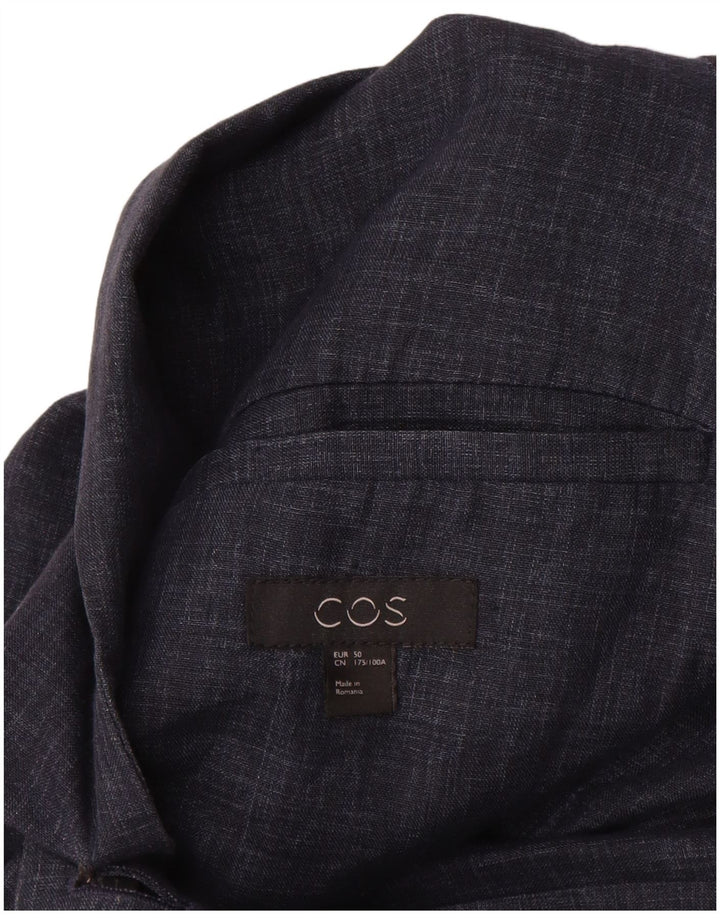 Cos Mens 2 Button Blazer Jacket EU 50 Large Navy Blue Linen