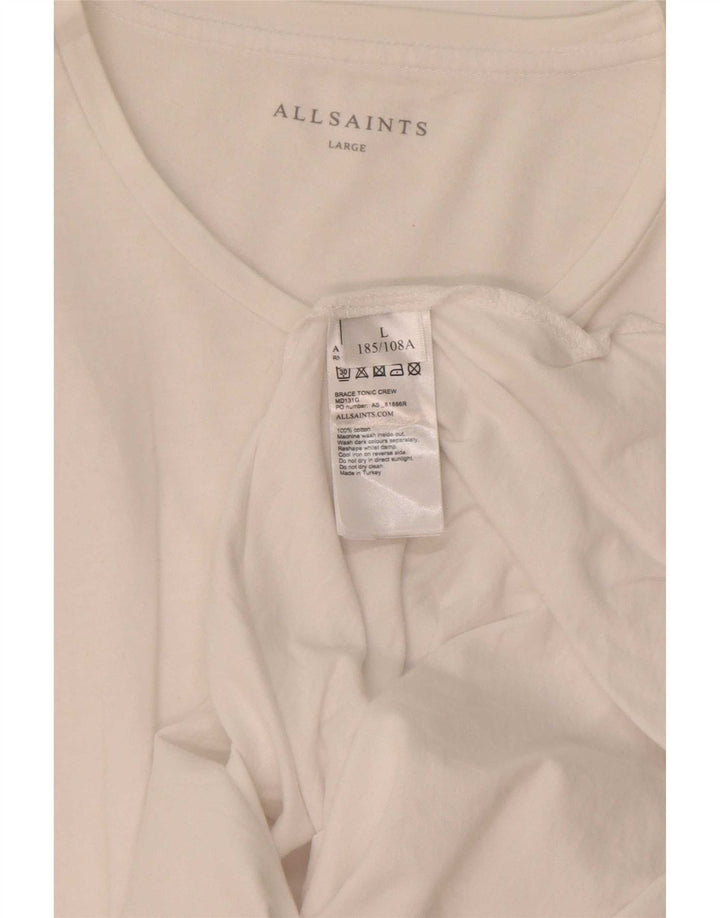 All Saints Mens T-Shirt Top Large White Cotton