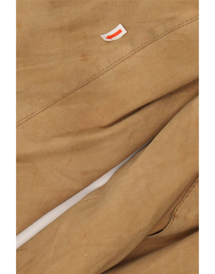 VINTAGE Mens Suede Bomber Jacket UK 38 Medium Beige