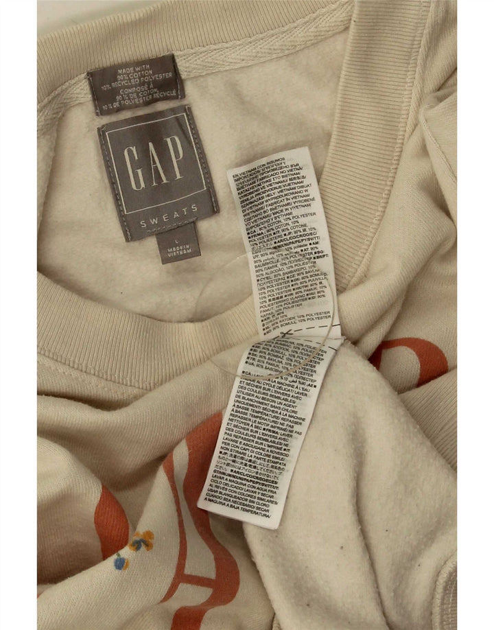Gap Womens Graphic Oversized Sweatshirt Jumper UK 16 Large Off White Floral