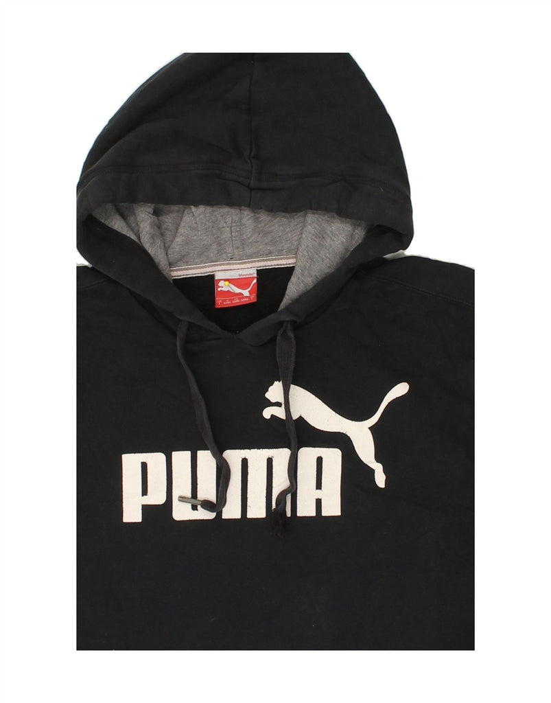 PUMA Mens Graphic Hoodie Jumper Large Black Cotton Vintage Puma and Second-Hand Puma from Messina Hembry 