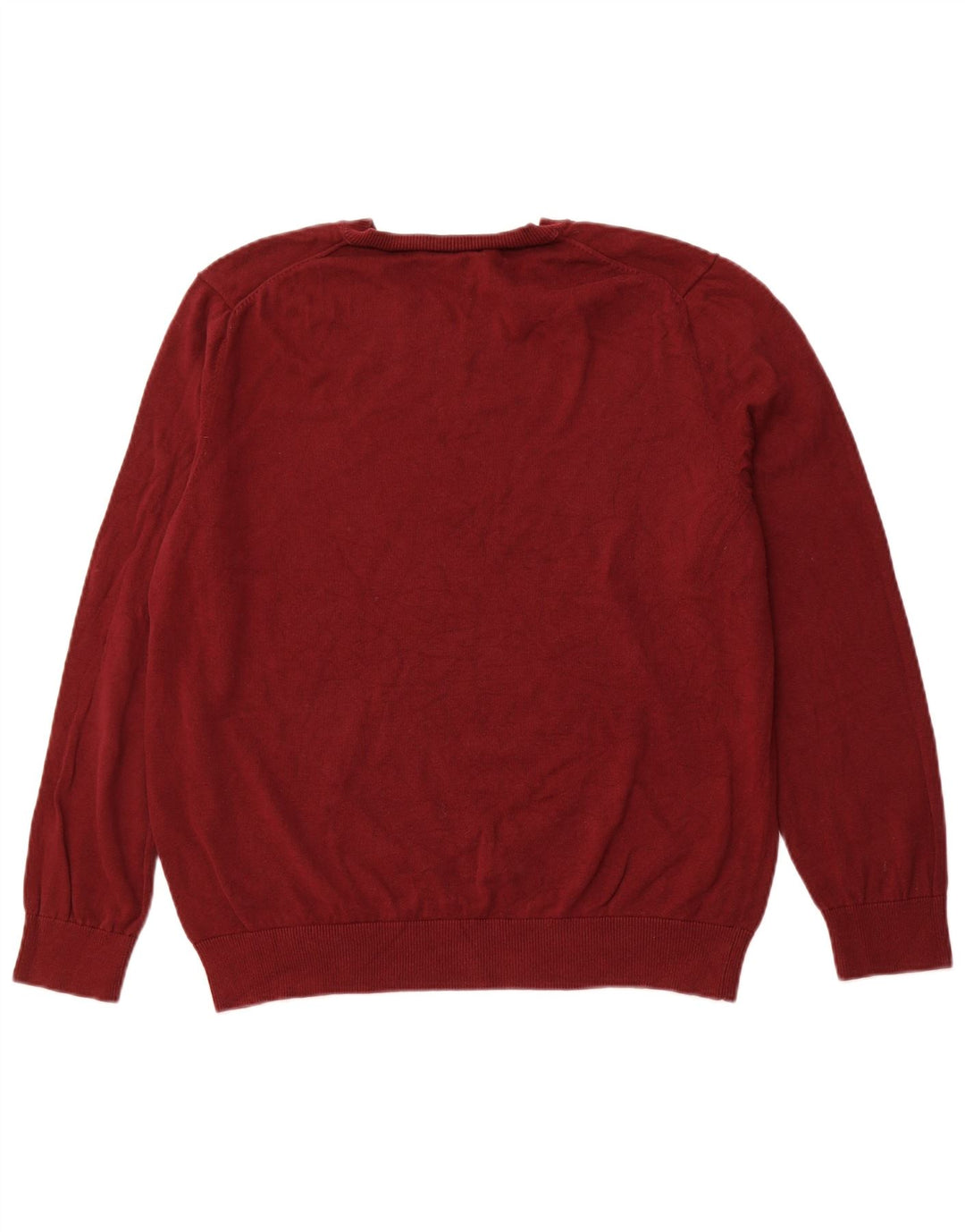 NAUTICA Mens V-Neck Jumper Sweater Large Maroon Cotton