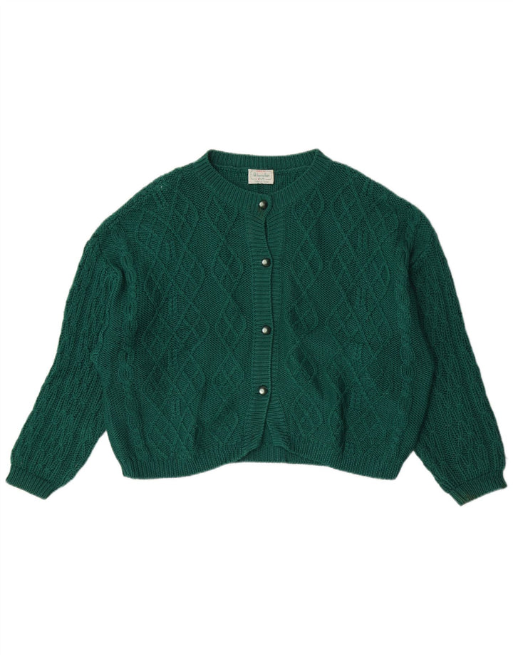 Benetton Womens Cardigan Sweater UK 16 Large Green Wool