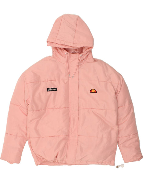 ELLESSE Womens Hooded Padded Jacket UK 12 Medium Pink Polyester