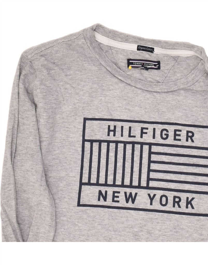 TOMMY HILFIGER Girls Graphic Top Long Sleeve 11-12 Years Grey Cotton | Vintage Tommy Hilfiger | Thrift | Second-Hand Tommy Hilfiger | Used Clothing | Messina Hembry 