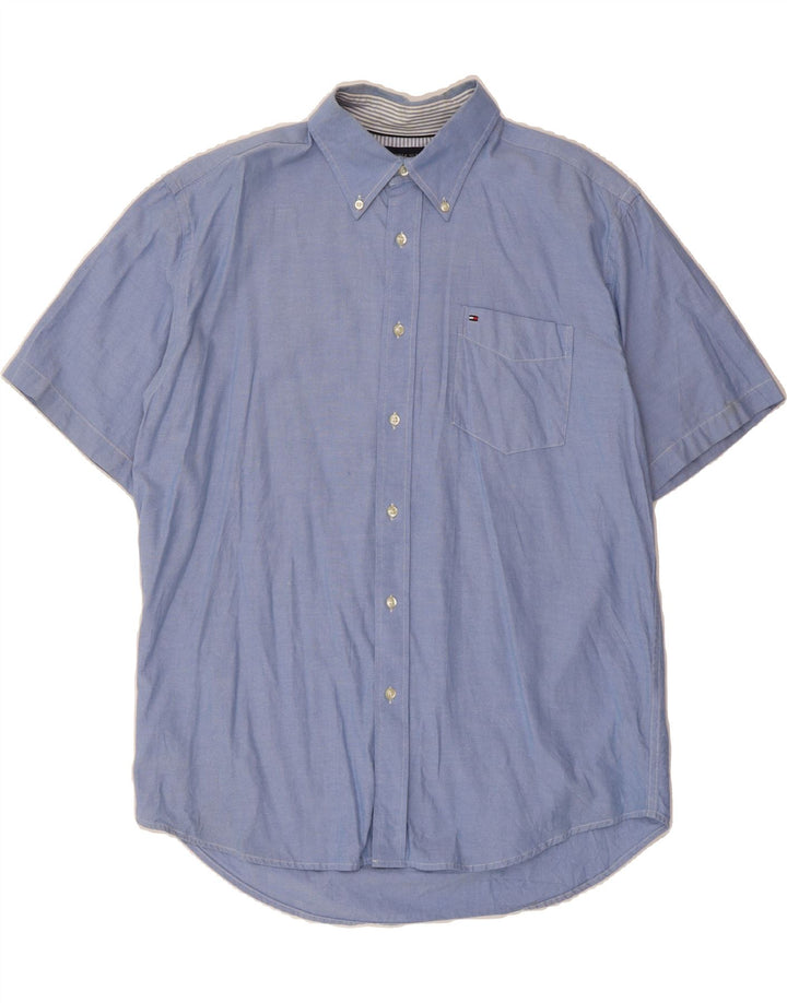 TOMMY HILFIGER Mens Shirt Large Blue Cotton Vintage Tommy Hilfiger and Second-Hand Tommy Hilfiger from Messina Hembry 
