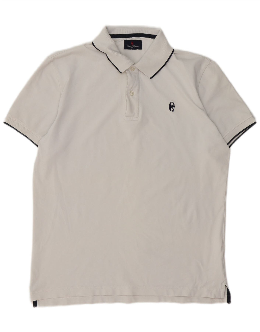CONTE OF FLORENCE Mens Polo Shirt Medium White Cotton