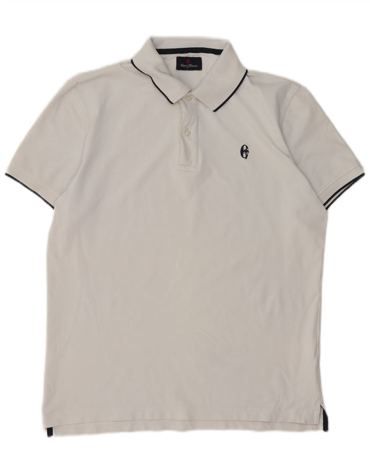 CONTE OF FLORENCE Mens Polo Shirt Medium White Cotton