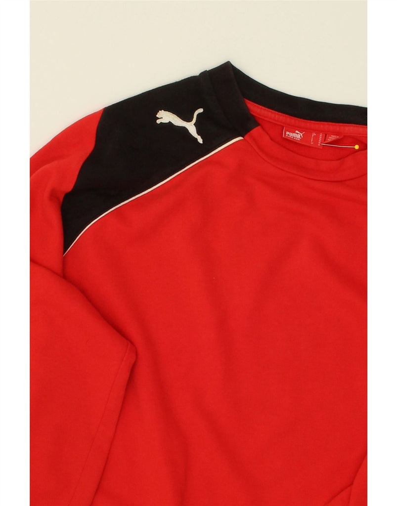 PUMA Mens Sweatshirt Jumper Medium Red Colourblock | Vintage Puma | Thrift | Second-Hand Puma | Used Clothing | Messina Hembry 