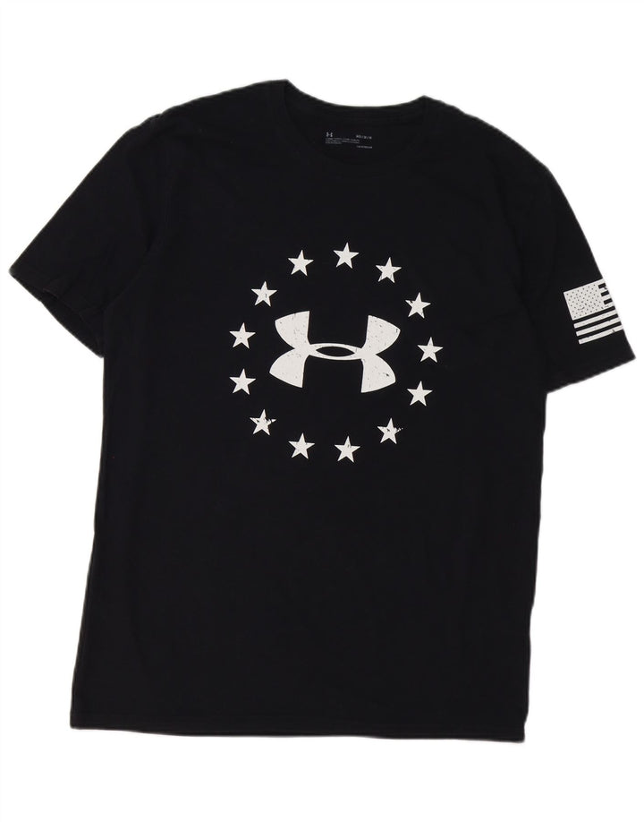 UNDER ARMOUR Mens Heat Gear Graphic T-Shirt Top Medium Black Cotton