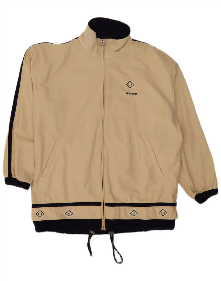 Diadora Mens Graphic Tracksuit Top Jacket Medium Beige Colourblock