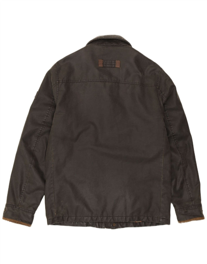 Fat Face Mens Waxed Cotton Jacket UK 36 Small Grey Polyester