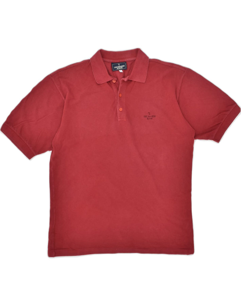 TRUSSARDI Mens Polo Shirt Medium Red Cotton | Vintage | Thrift | Second-Hand | Used Clothing | Messina Hembry 